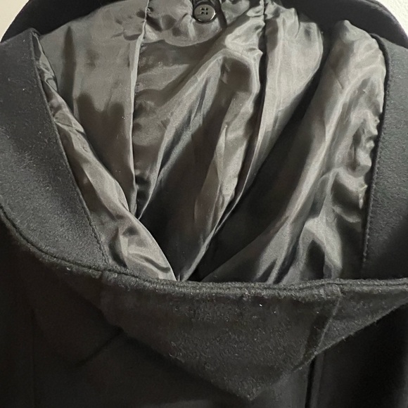 BNWT XL Black Gallery Belted Winter Coat Button Up Detachable Hood - Picture 7 of 8